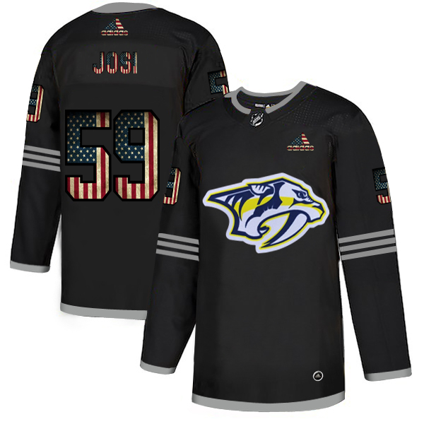 Nashville Predators 59 Roman Josi Adidas Men Black USA Flag Limited NHL Jersey